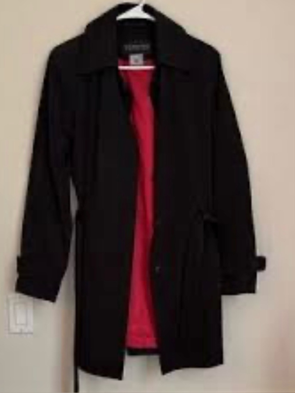 Women's Black Trench Coat with Red Lining